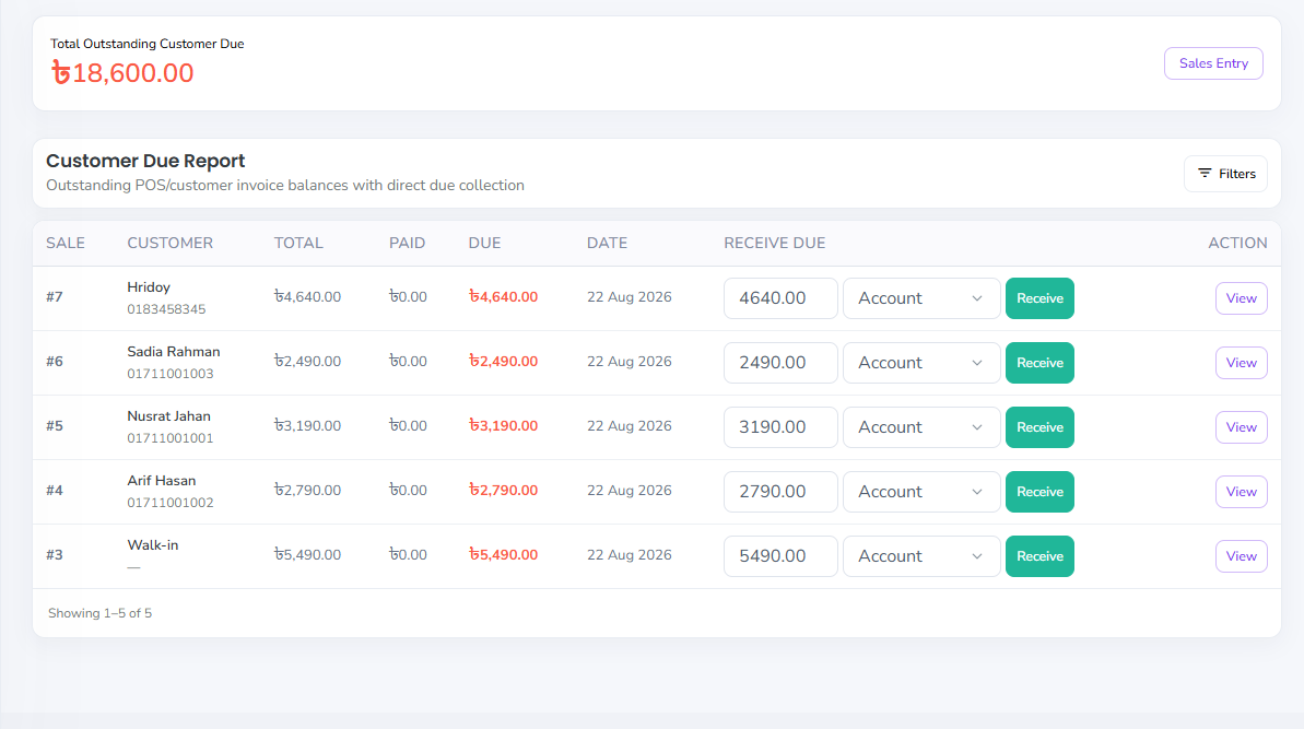 SeloPOS Customer Due Report